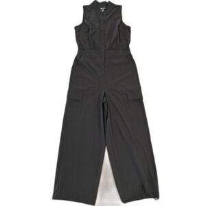 Athleta Brooklyn Utility Jumpsuit Black Featherweight Stretch Travel Size 10